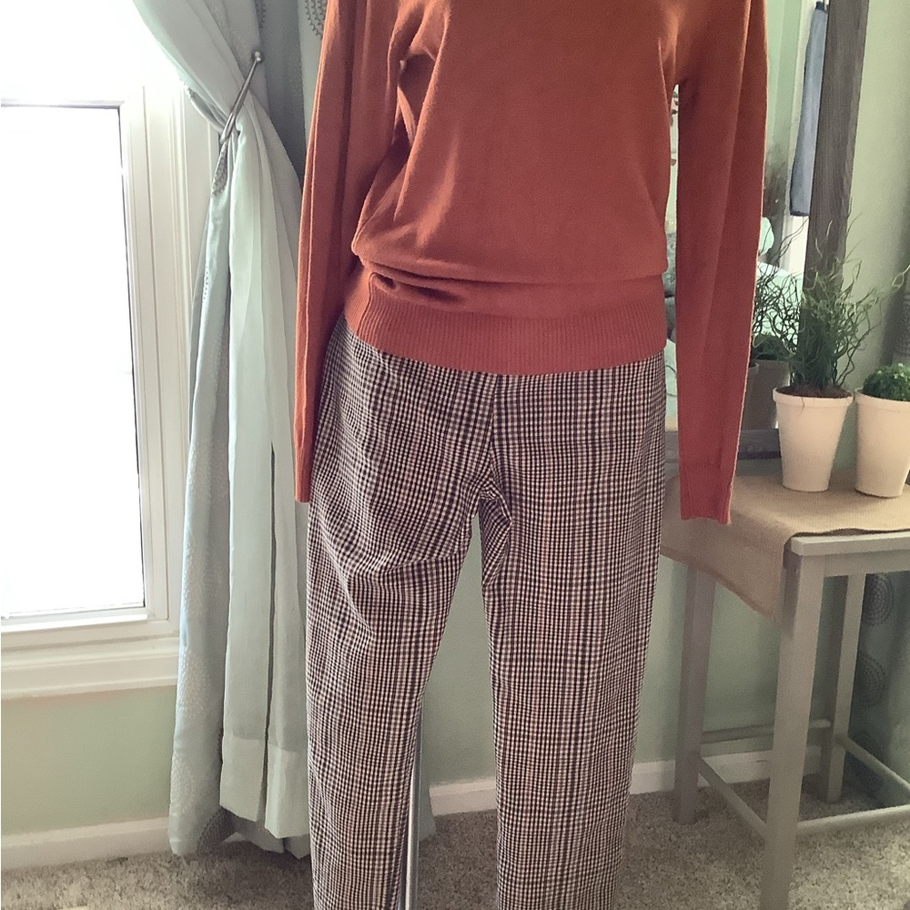 ATTYRE PLAID PULL UP SKINNY LEG SLACKS